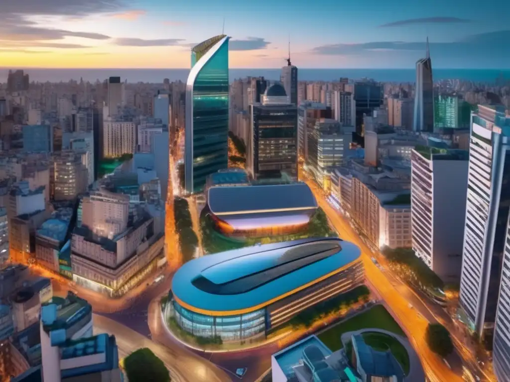 Vista panorámica de Buenos Aires, Argentina Un vibrante distrito financiero en Buenos Aires, Argentina