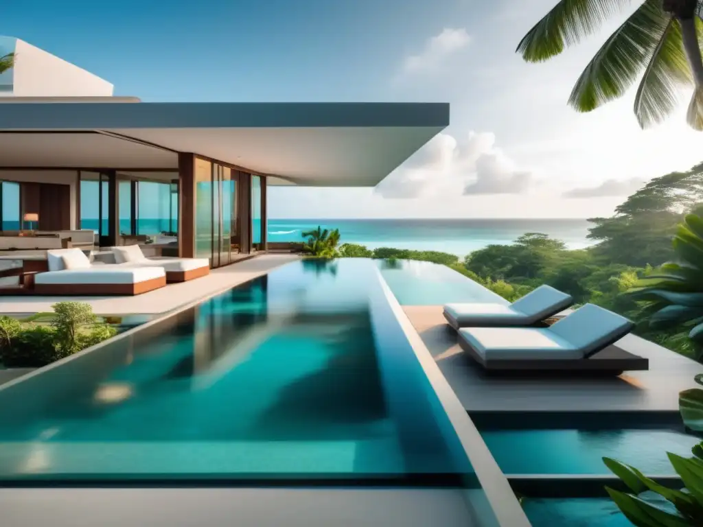 Villa de lujo frente a la playa Villa de playa de lujo con vistas panorámicas al océano turquesa