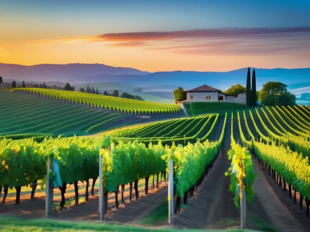 Un viñedo al atardecer - Viñedos al atardecer: Cadena de valor del vino para invertir
