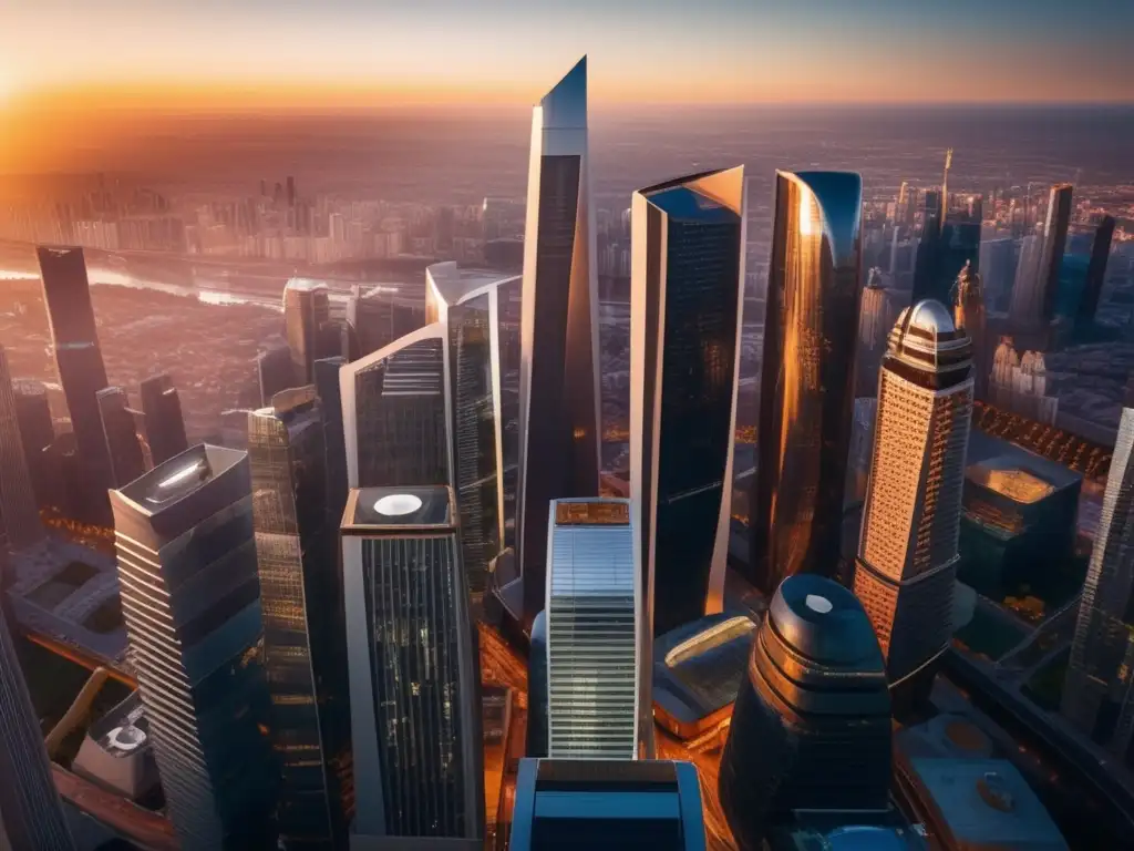 Vista aérea de una ciudad moderna y vibrante Vista aérea urbana con rascacielos modernos y energía vibrante - Inversiones sociales rentables: Emprender para el cambio