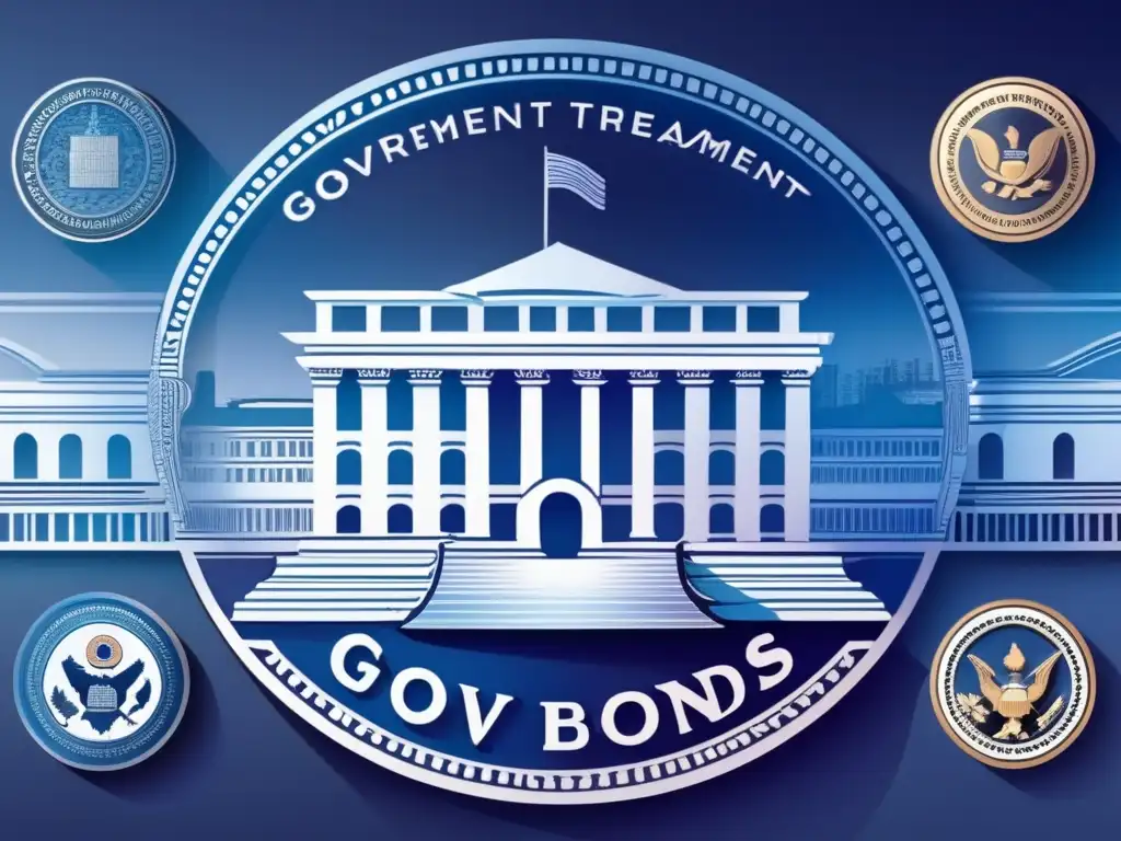 Detalle fiscal de bonos gubernamentales Representación visual 8k de bonos corporativos del gobierno con fiscalidad