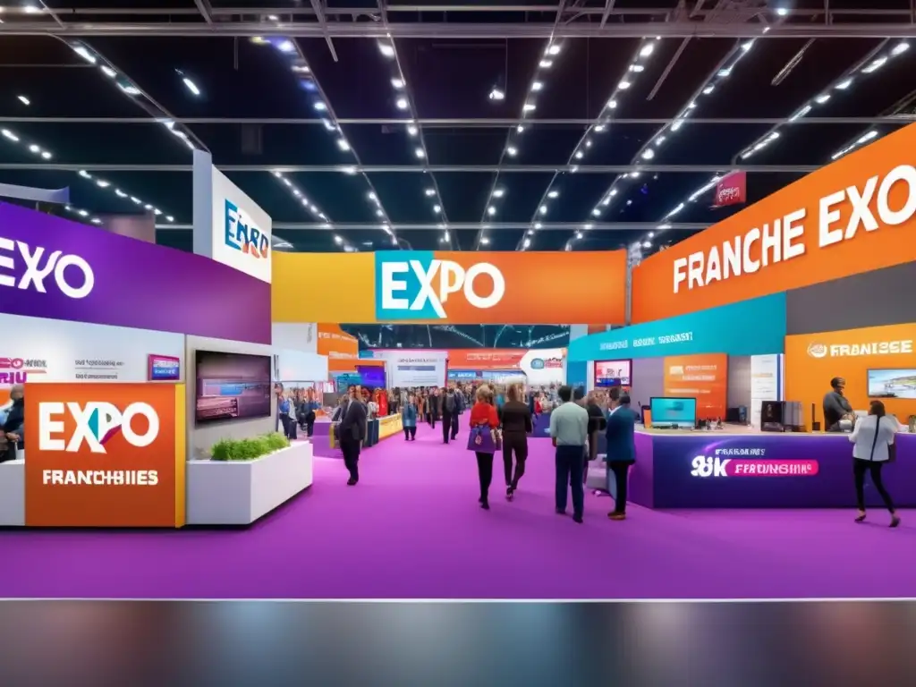 Expo franquicias: vibrante y moderna Expo franquicias: Vívida imagen 8k muestra con detalle un concurrido evento con colores vibrantes y diseño moderno